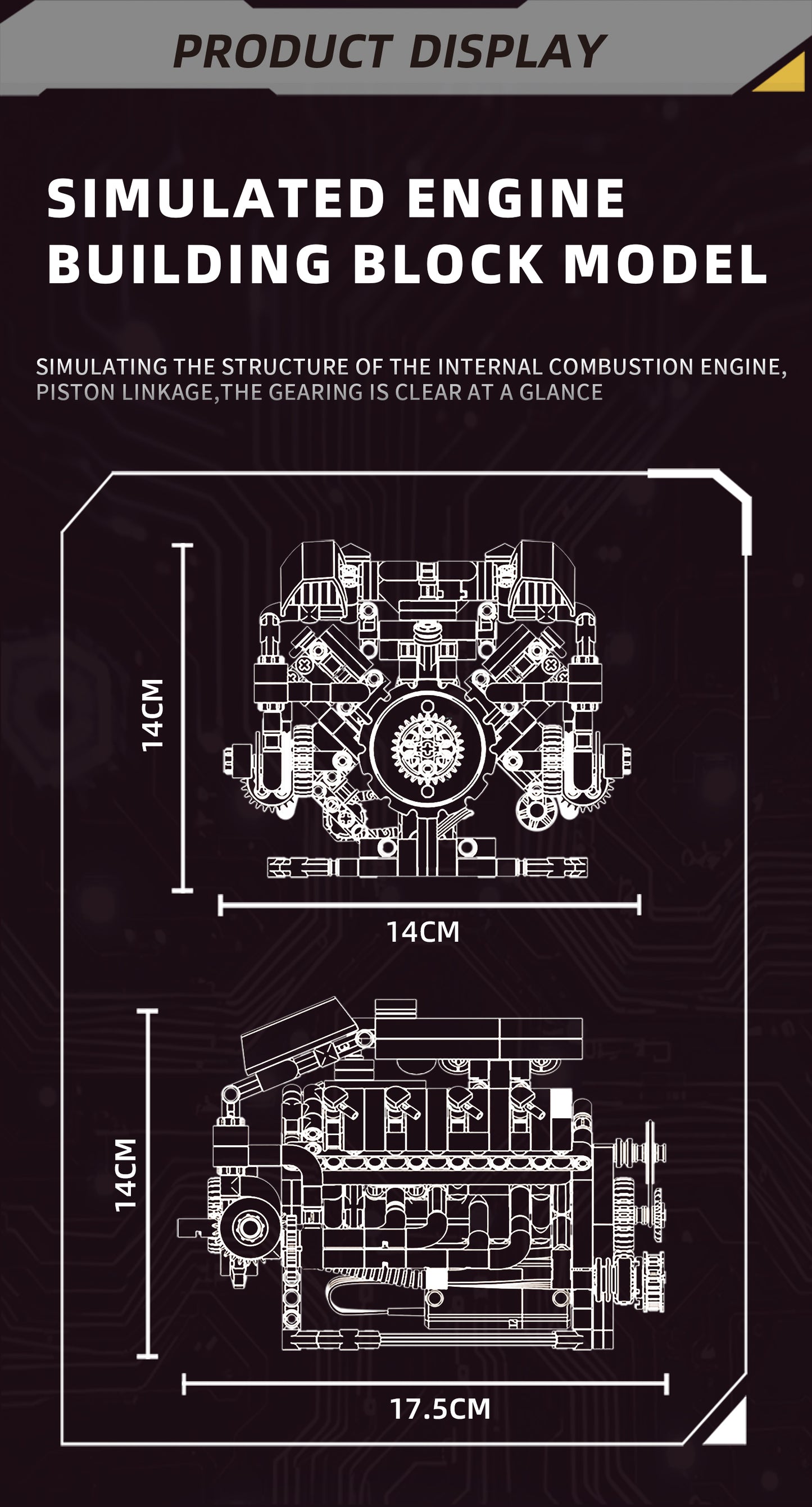 Ferrari-Style Realistic V8 Engine Model Building Kit, Motorized with APP Control & LED Lights - 700+ PCS
