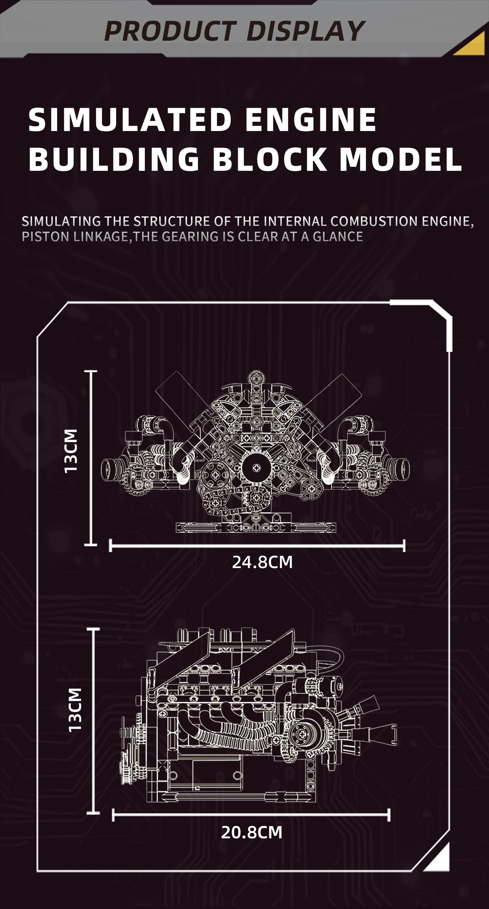 Realistic V8 Engine BMW-Style Realistic V8 Engine Model Building Kit, Motorized with APP C ...
