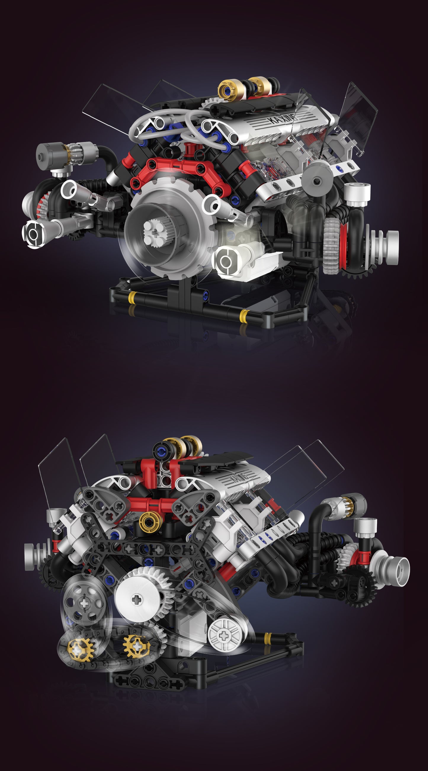 BMW-Style Realistic V8 Engine Model Building Kit, Motorized with APP Control & LED Lights - 660+ PCS