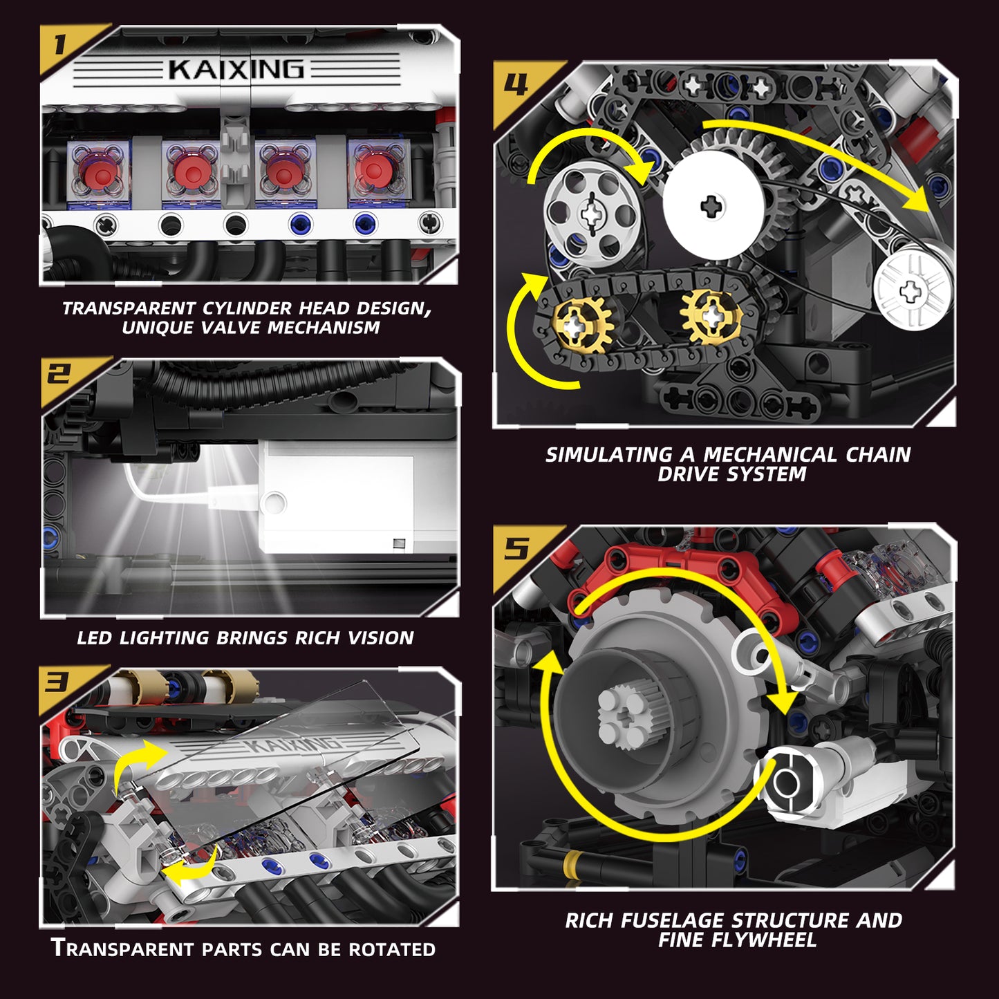 BMW-Style Realistic V8 Engine Model Building Kit, Motorized with APP Control & LED Lights - 660+ PCS