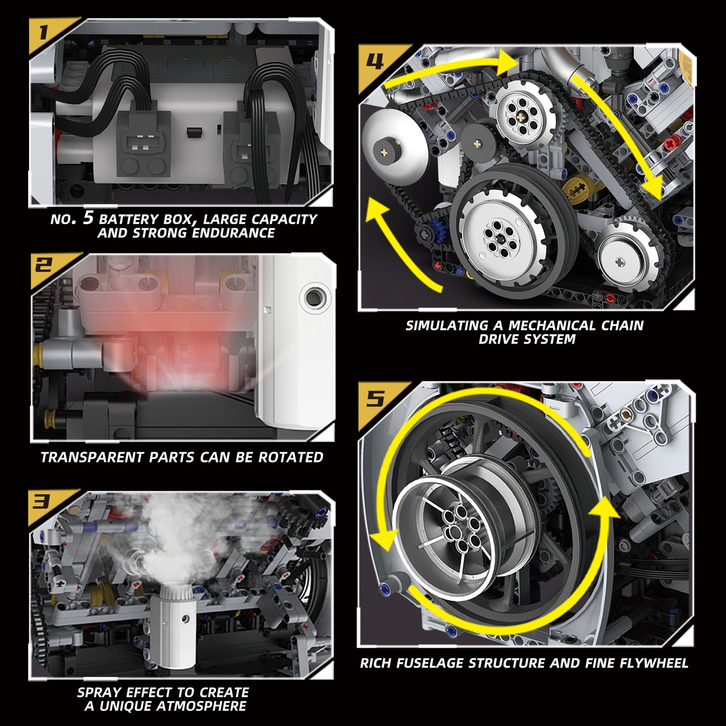 Ferrari-Style Realistic V8 Engine Model Building Kit, Motorized with APP Control & LED Lights - 3160+ PCS