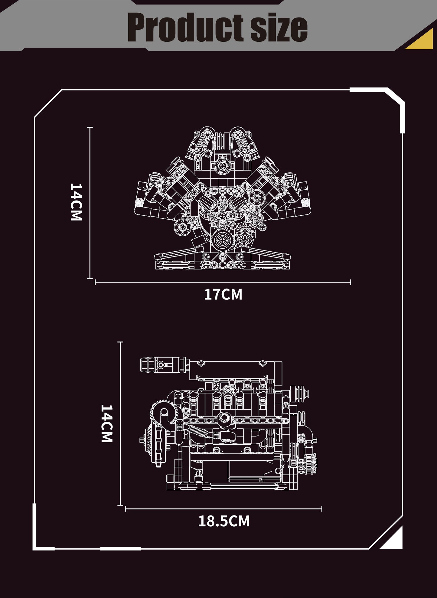 Ferrari-Style Realistic V8 Engine Model Building Kit, Motorized with APP Control & LED Lights - 665+ PCS