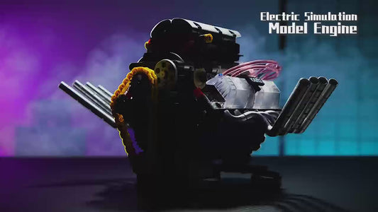 Hellcat-Style Realistic Engine Model Building Kit, Motorized with APP Control & LED Lights - 665+ PCS