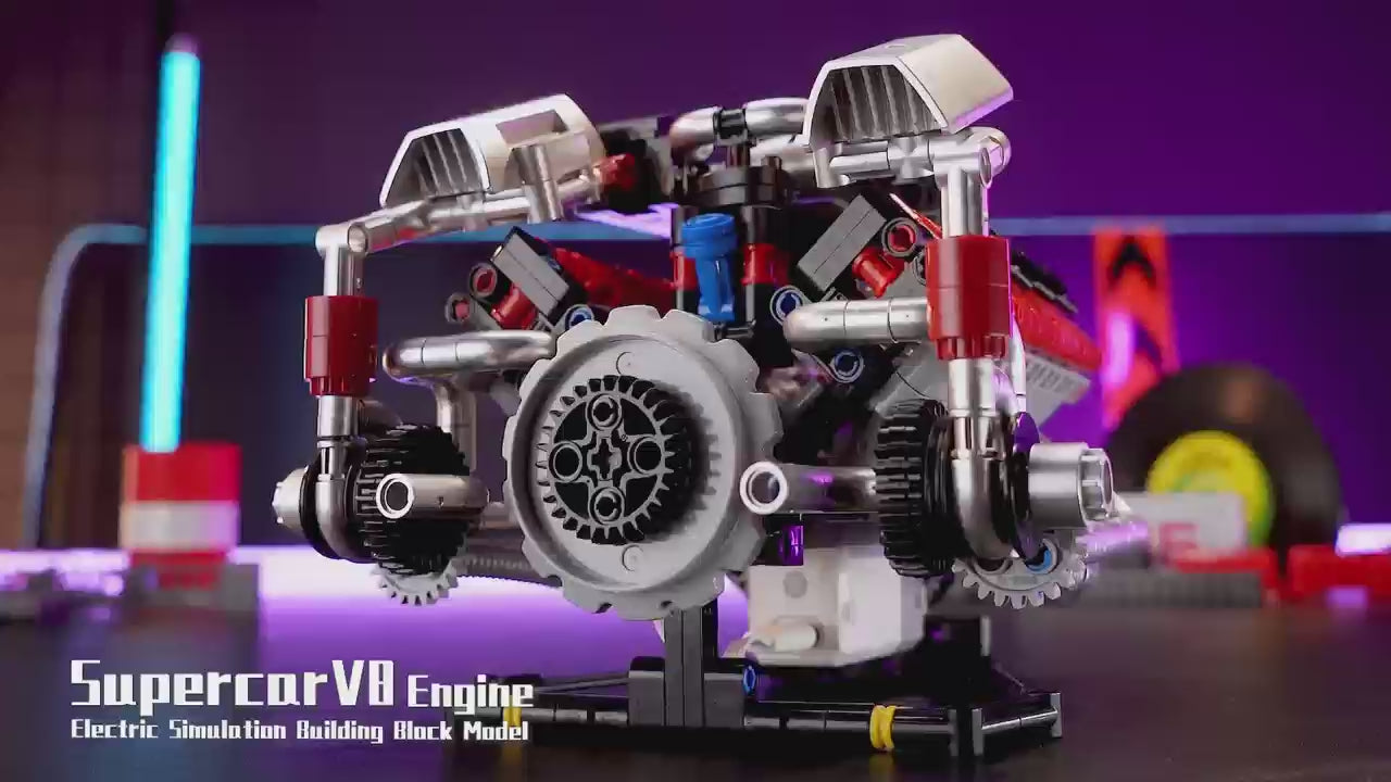 Ferrari-Style Realistic V8 Engine Model Building Kit, Motorized with A ...