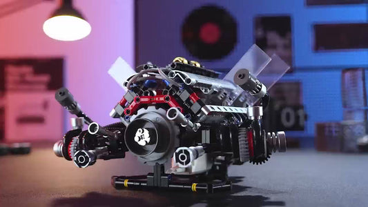 BMW-Style Realistic V8 Engine Model Building Kit, Motorized with APP Control & LED Lights - 660+ PCS