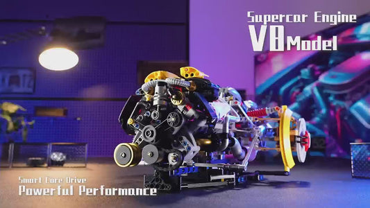 Pagani-Style Realistic V12 Engine Model Building Kit, Motorized with APP Control & LED Lights - 1390+ PCS