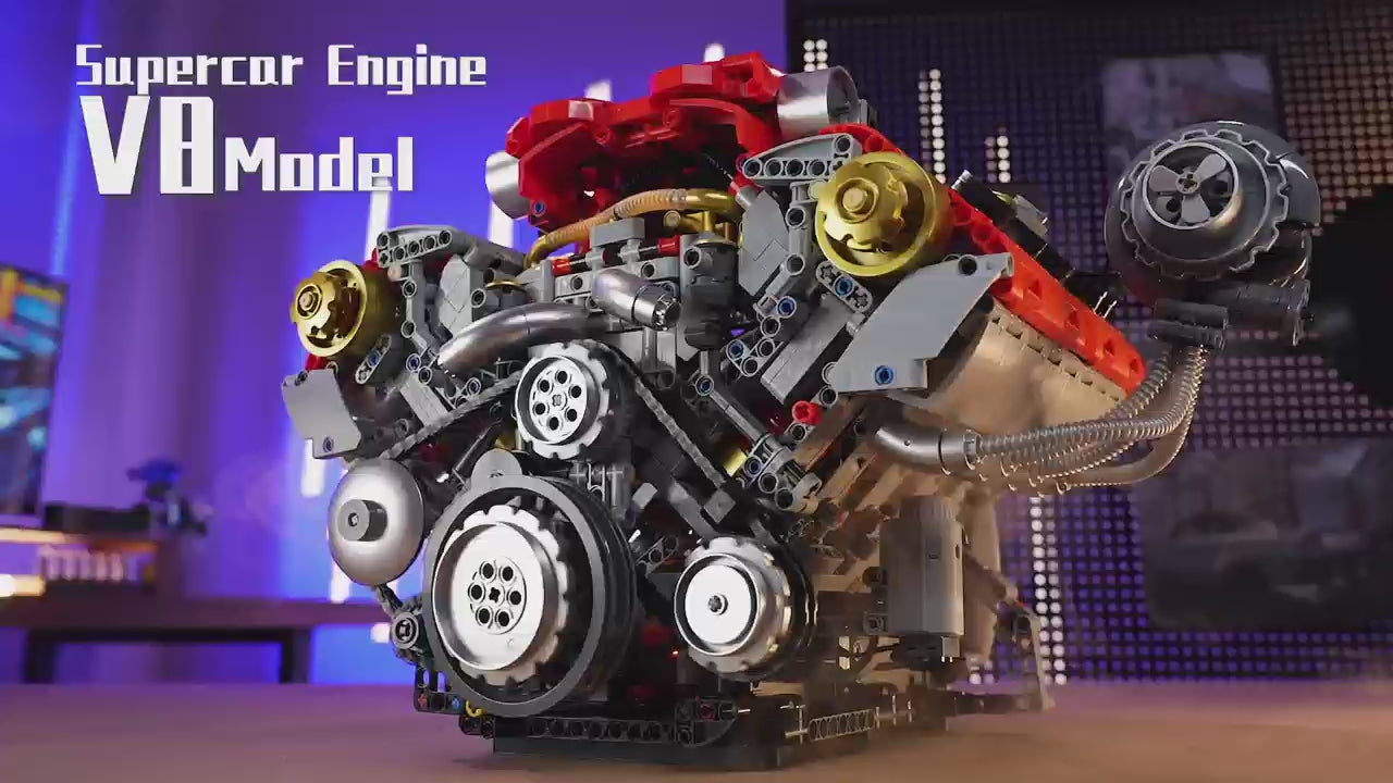 Ferrari-Style Realistic V8 Engine Model Building Kit, Motorized with A ...